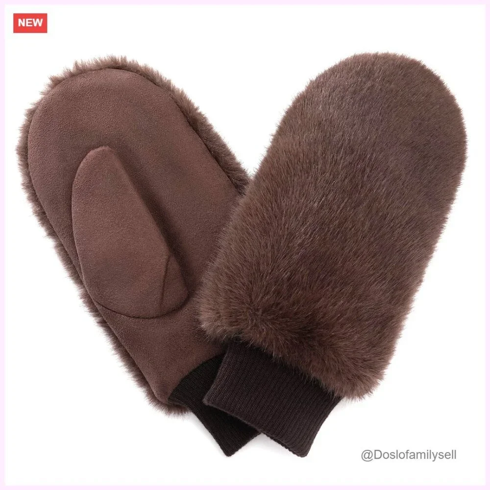Winter Touchscreen Gloves with Fur Cuff, Warm Driving Texting Gloves